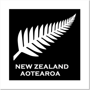 New Zealand silver fern flag Posters and Art